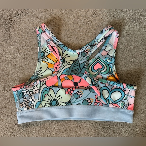 Adidas Aeroready Girls Floral Racerback Sports Bra Size Large Girls 14 - Picture 3 of 5